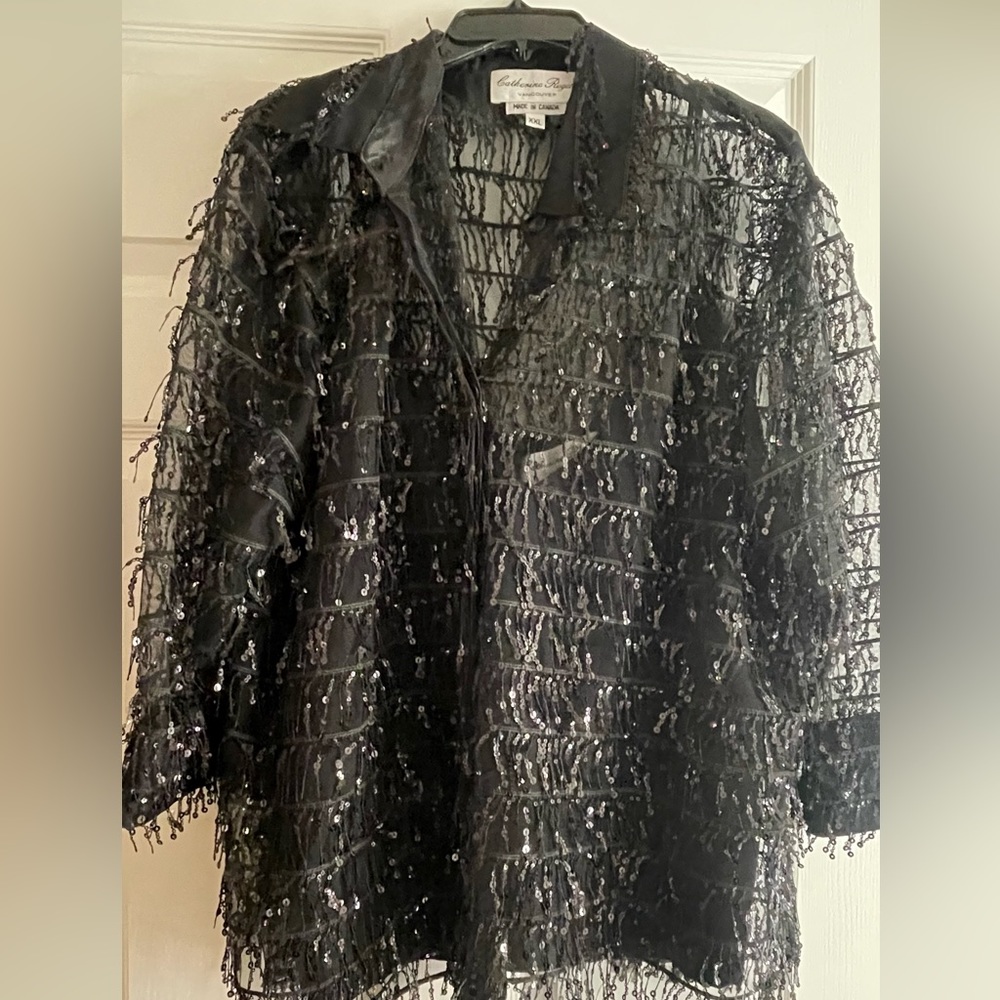 Cathrine Reghr sparkly top with silk camasol